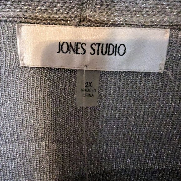 Classy Jones Studio Gray with Silver Sparkle Cardigan Sweater Open Front - Picture 2 of 4